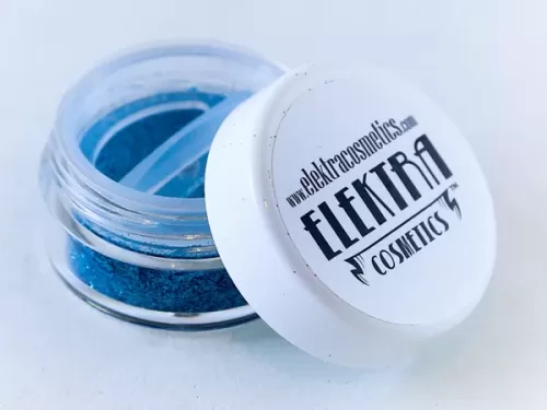 Elektra Cosmetics Blue AB Microfine Glitter Jar with Open Lid