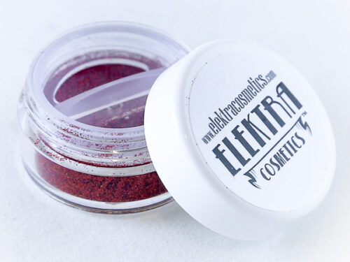 Elektra Cosmetics Ruby Red Microfine Glitter Jar with Open Lid
