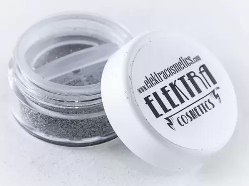 Elektra Cosmetics Silver AB Microfine Glitter Jar with Open Lid