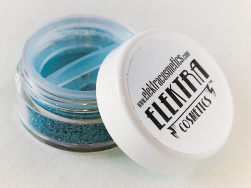 Elektra Cosmetics Turquoise Microfine Glitter Jar with Open Lid