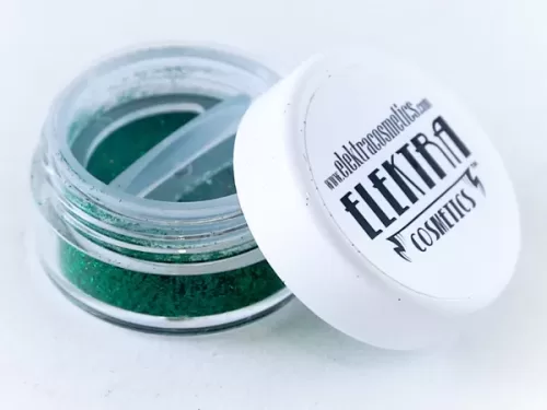 Elektra Cosmetics Emerald AB Microfine Glitter Jar with Open Lid