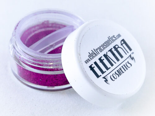 Elektra Cosmetics Fuchsia Microfine Glitter Jar with Open Lid
