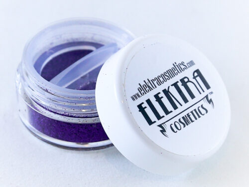 Elektra Cosmetics Purple Microfine Glitter Jar with Open Lid