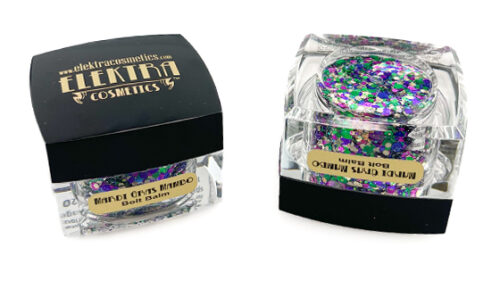 Elektra Cosmetics Mardi Gras Mambo Bolt Balm Chunky Glitter Gel for Hair and Body