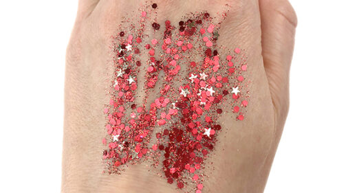 crimson kiss bolt balm cosmetic glitter gel swatch