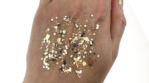 midas touch gold bolt balm cosmetic glitter gel swatch