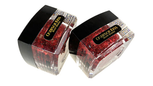 crimson kiss bolt balm cosmetic glitter gel side view