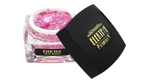 pink lux bolt balm cosmetic glitter gel frontal view