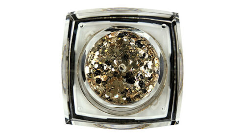 black and gold bolt balm cosmetic glitter gel bottom view