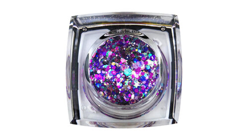 deep purple bolt balm cosmetic glitter gel bottom view