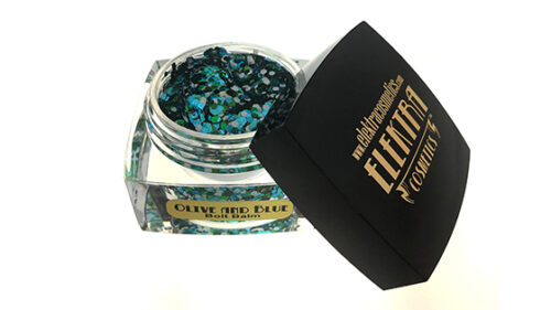 Elektra Cosmetics Olive and Blue Bolt Balm Face and Body Chunky Glitter Gel