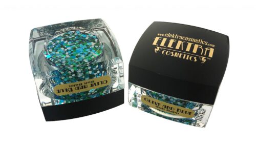 Elektra Cosmetics Olive and Blue Bolt Balm Face and Body Chunky Glitter Gel