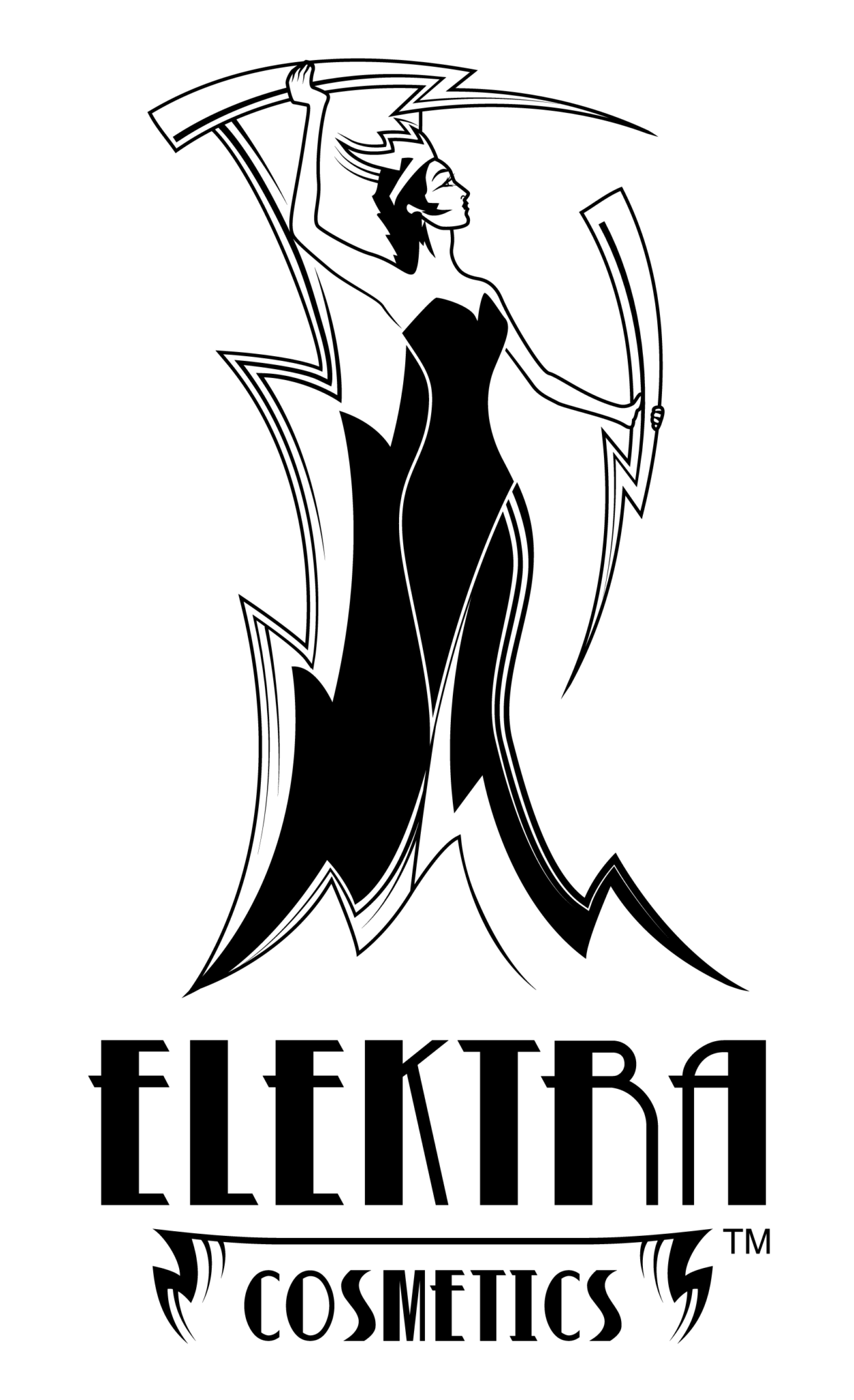 Elektra Cosmetics Logo with Woman in Black
