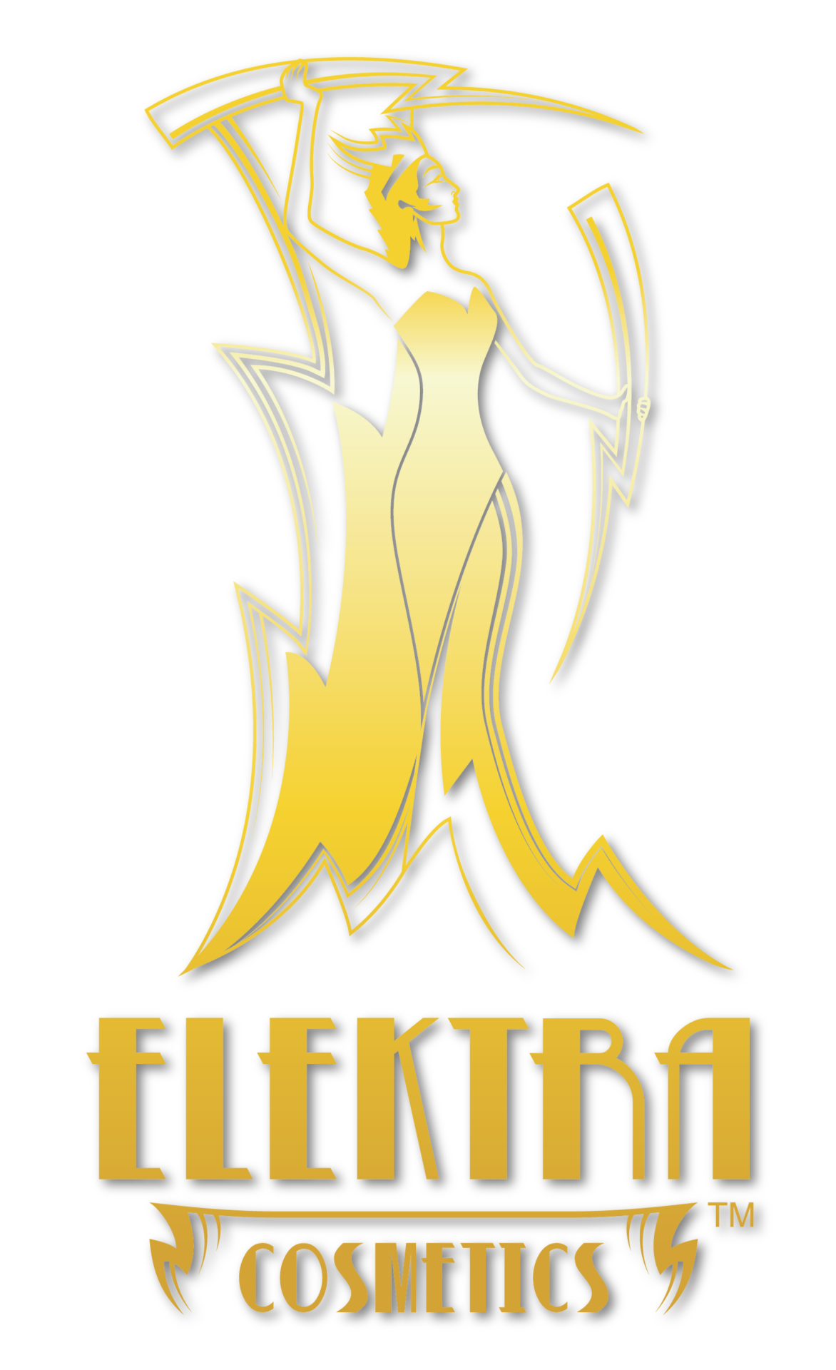 Elektra Cosmetics Logo with Woman in Gold