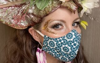Danielle Smith Wearing Mask and Elektra Cosmetics Face Glitters
