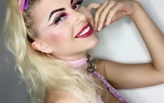 Piper Wearing Elektra Cosmetics Pink Creative Capsule