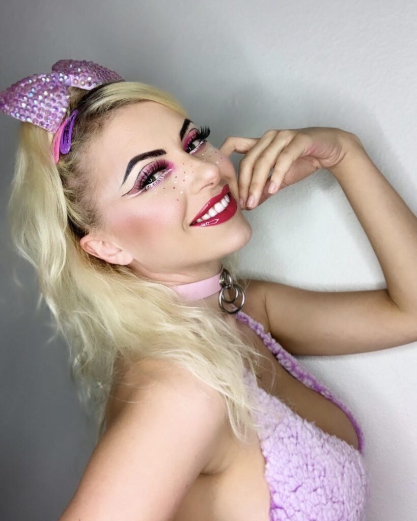 Piper Wearing Elektra Cosmetics Pink Creative Capsule