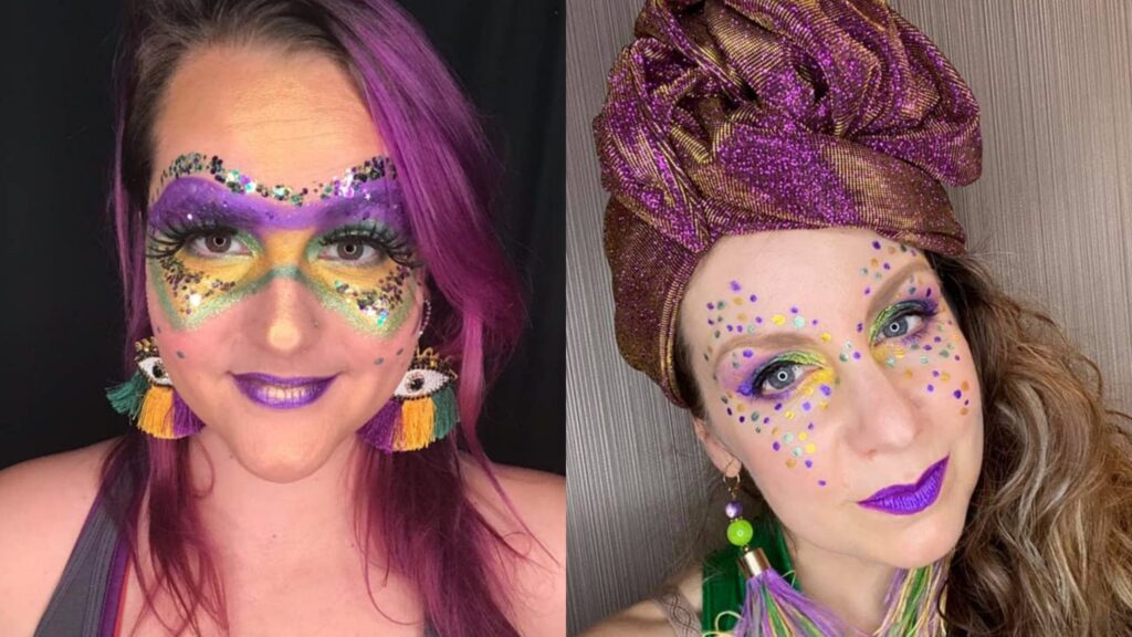Danielle Smith and Katie East in Elektra Cosmetics Lewk Club The Mardi Gras Look