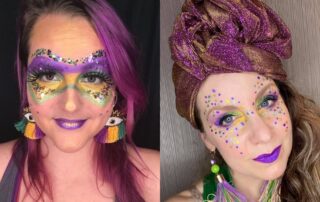 Danielle Smith and Katie East in Elektra Cosmetics Lewk Club The Mardi Gras Look