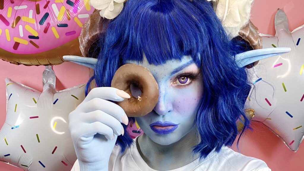 Xena Zeit-Geist Wearing Elektra Cosmetics Blue Creative Capsule