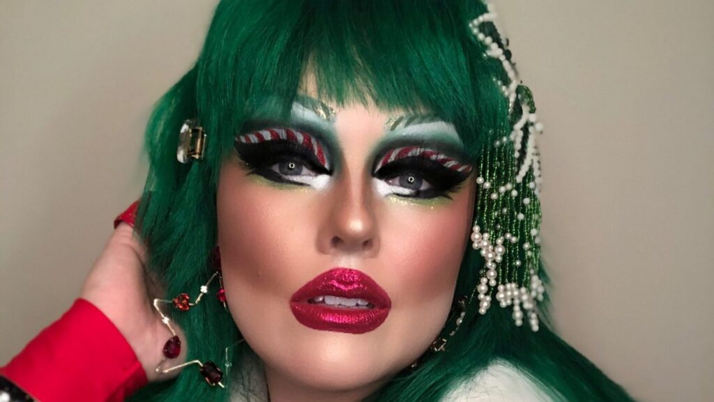 Tarah Cards Wearing Elektra Cosmetics Green Creative Capsule
