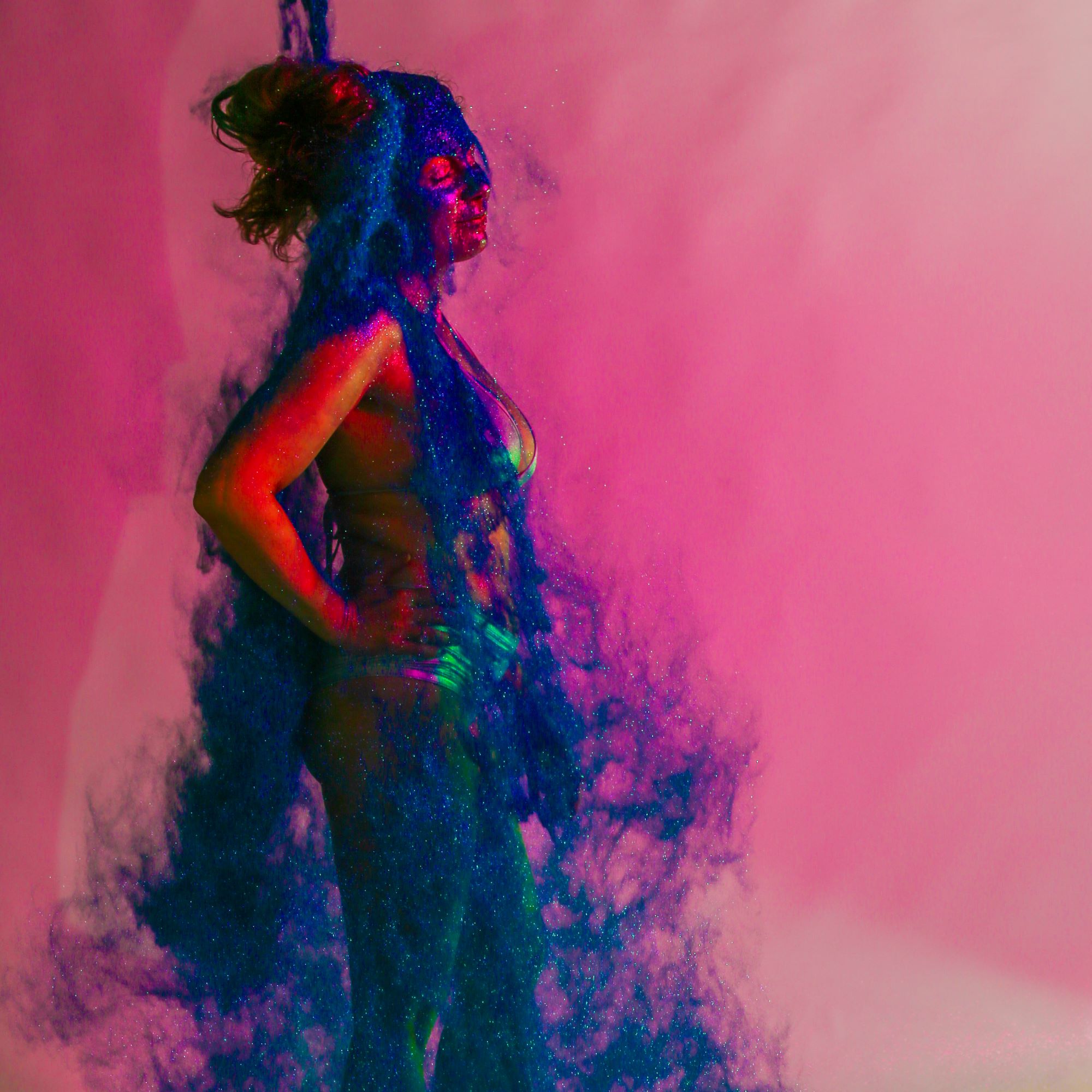 Danielle Smith with Elektra Cosmetics Eko Glitter Pour in Bowie Series Photoshoot by Josh Hailey