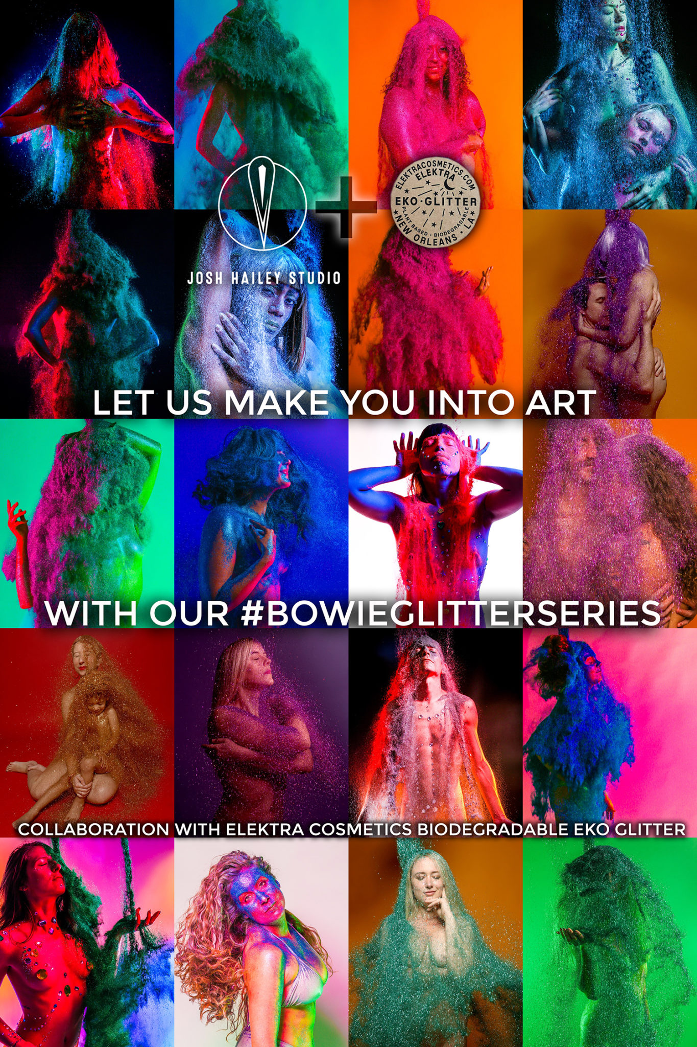Bowie Glitter Series Photoshoot by Josh Hailey in Collaboration with Elektra Cosmetics Eko Glitter Poster