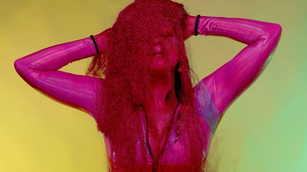 Danielle Smith with Elektra Cosmetics Eko Glitter Pour in Bowie Series Photoshoot by Josh Hailey