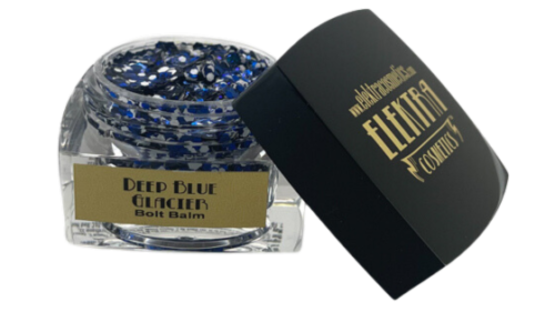 Elektra Cosmetics Deep Blue Glacier Bolt Balm Chunky Glitter Gel for Hair and Body