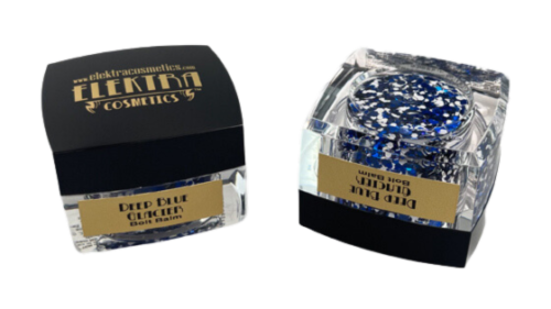 Elektra Cosmetics Deep Blue Glacier Bolt Balm Chunky Glitter Gel for Hair and Body