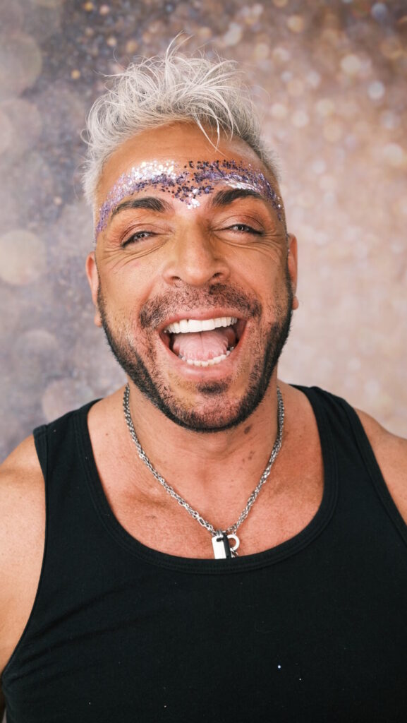 Festival glitter face and body makeup