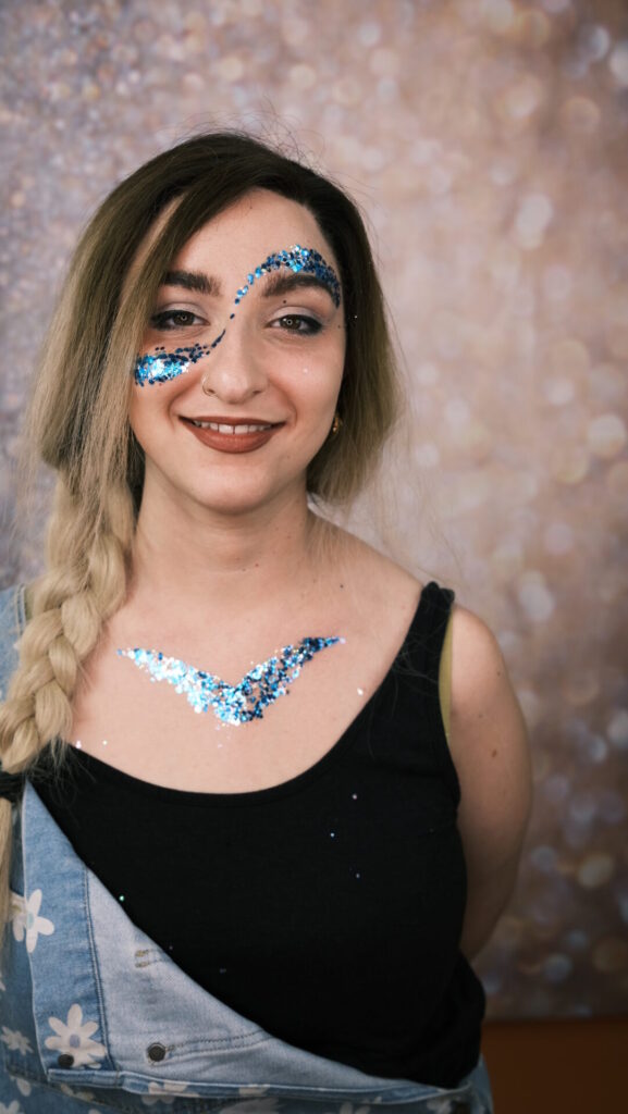 Game day glitter makeup