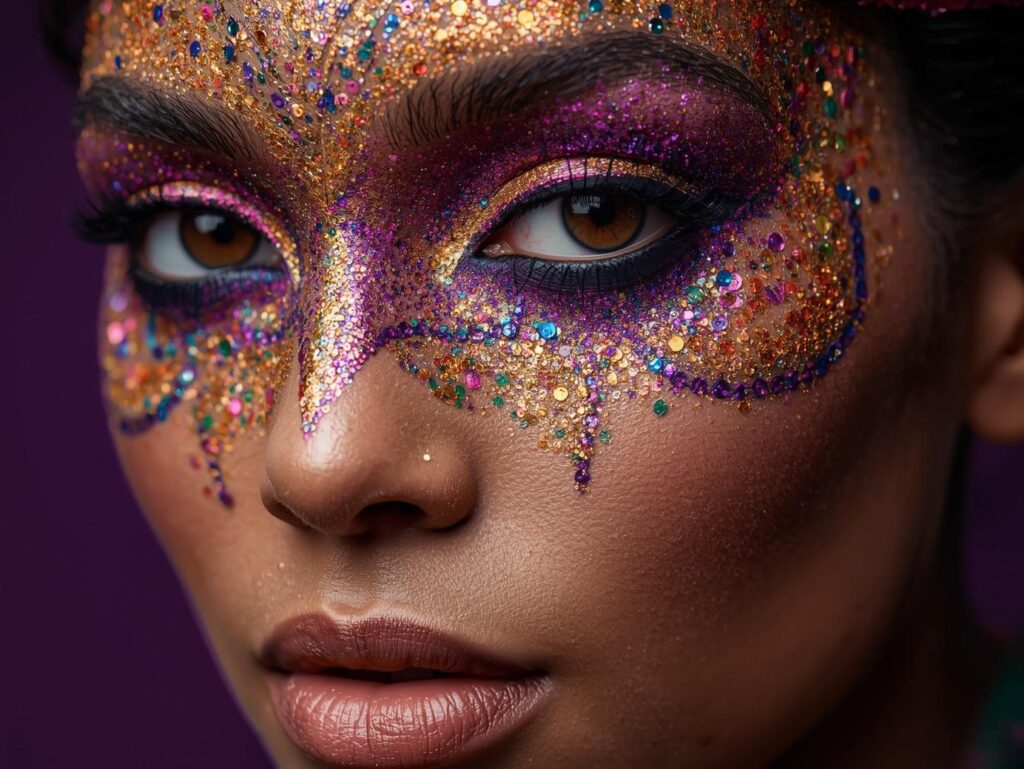 Mardi Gras glitter makeup - Elektra Cosmetics
